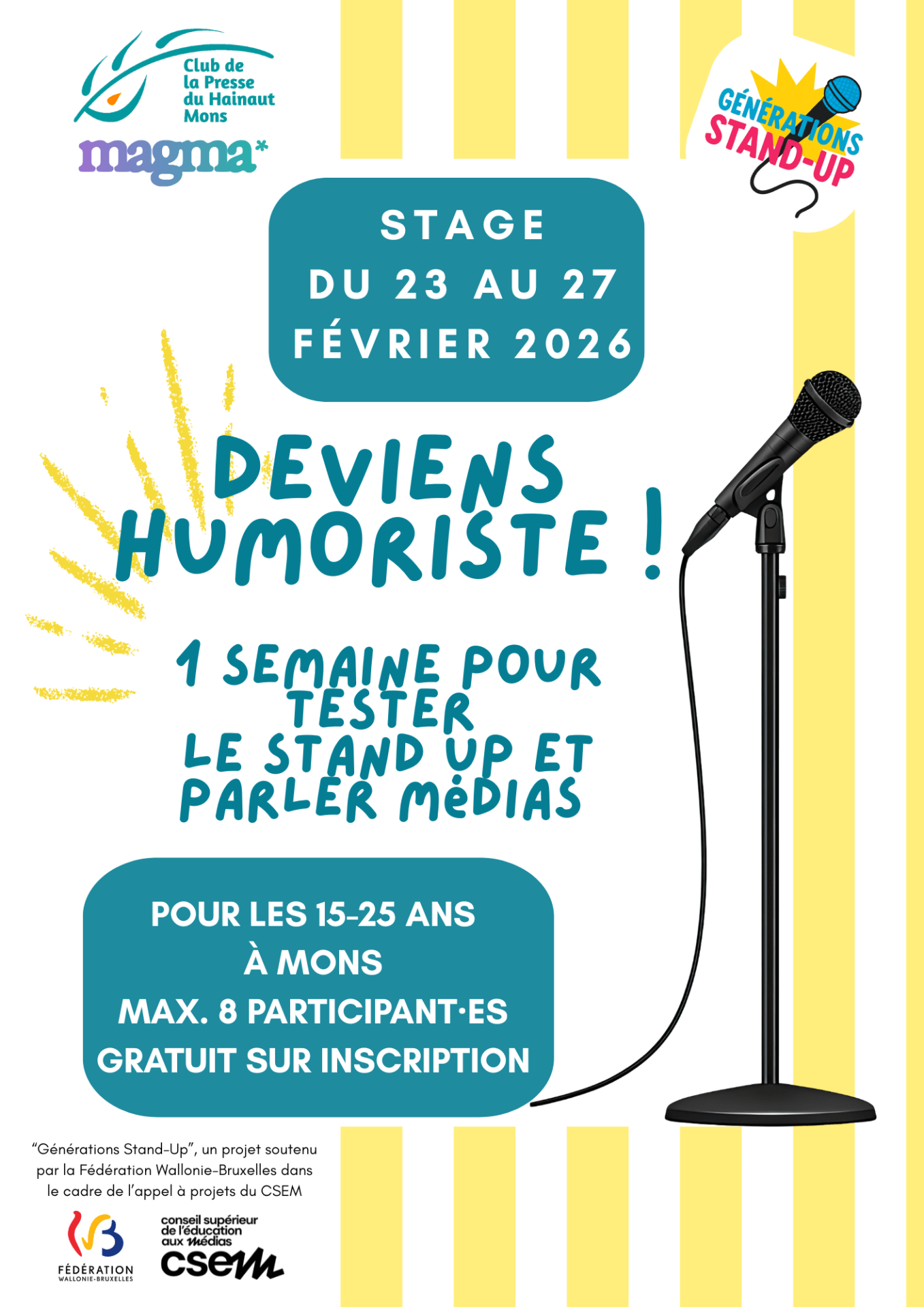 Générations Stand-Up, nouveau projet du Club de la Presse du Hainaut-Mons